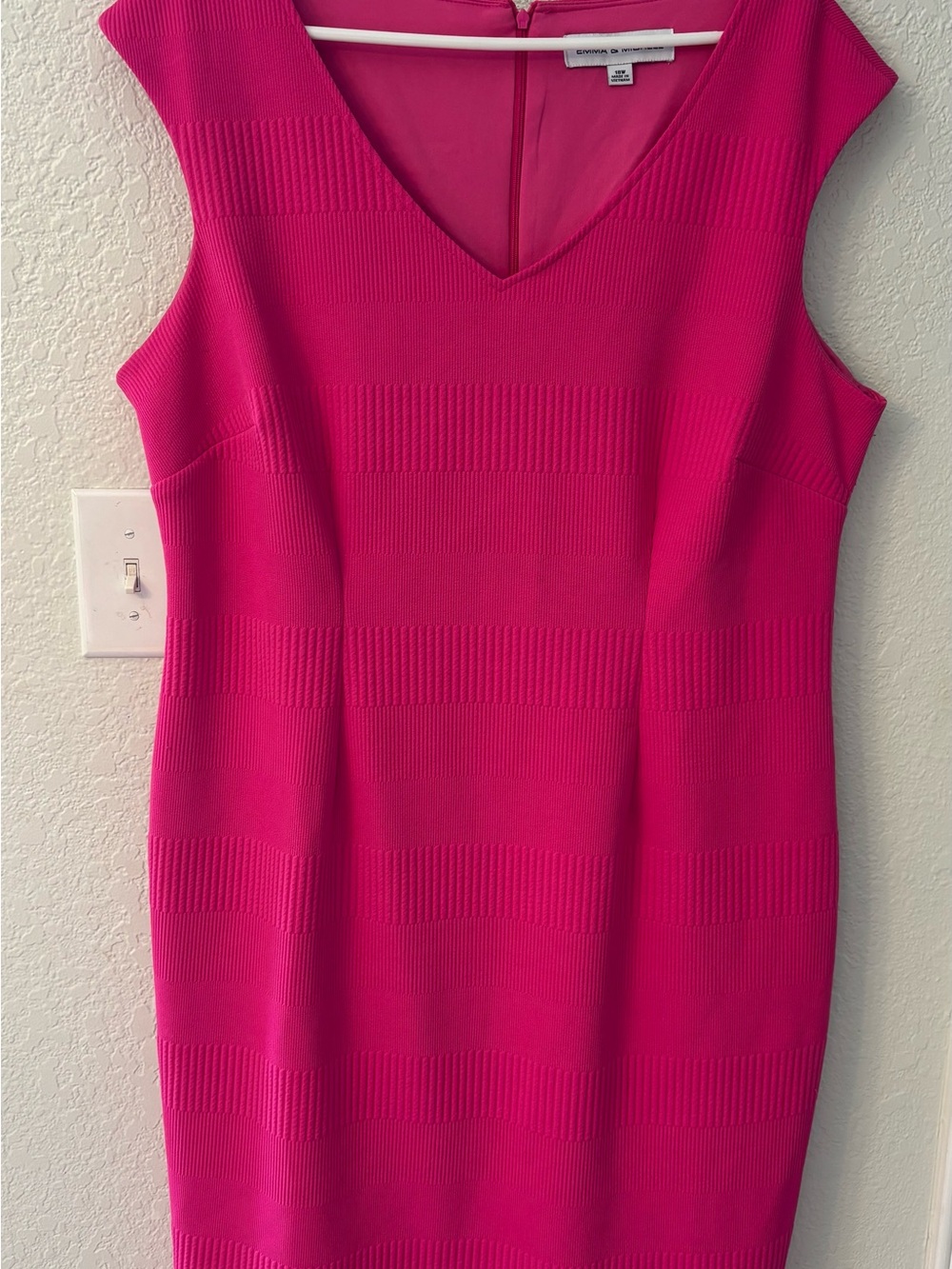 Emma & Michelle Fuchsia Pink Ribbed Midi Sheath Dress Boho Cottagecore Plus 18W